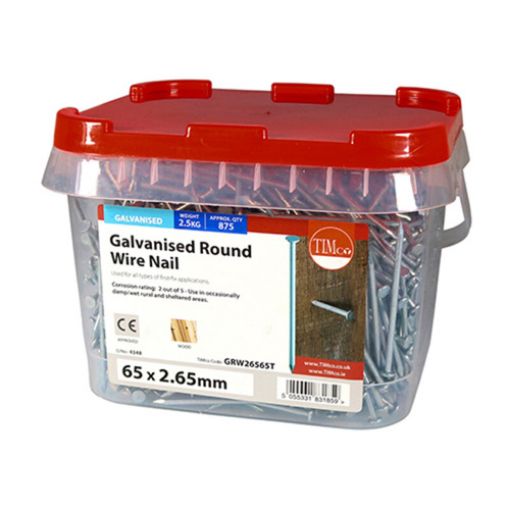 Picture of Galvanised Round Wire Nail 65 x 2.65mm - 2.5KG