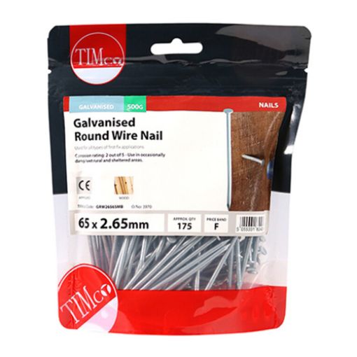 Picture of Galvanised Round Wire Nail 65 x 2.65mm - 0.5KG