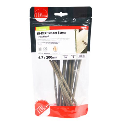 Picture of Hex Head Timber Screw Green 6.7 x 200mm (Pack of 20)