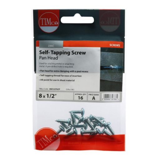 Picture of Self Tapping Screw PZ2 BZP 8 x 1/2 (Pack of 16)