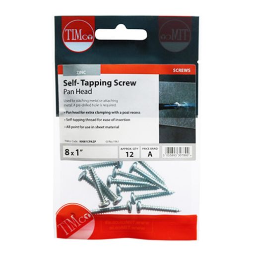 Picture of Self Tapping Screw PZ2 BZP 8 x 1 (Pack of 12)