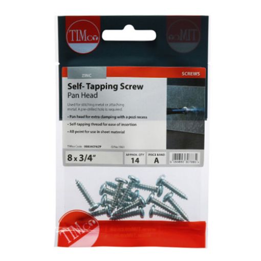 Picture of Self Tapping Screw PZ2 BZP 8 x 3/4 (Pack of 14)
