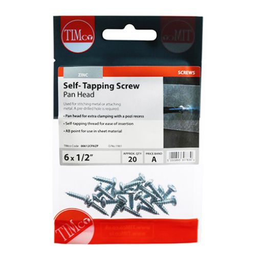 Picture of Self Tapping Screw PZ2 BZP 6 x 1/2 (Pack of 20)