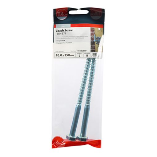 Picture of Coach Screw BZP 10 x 150mm (Pack of 2)