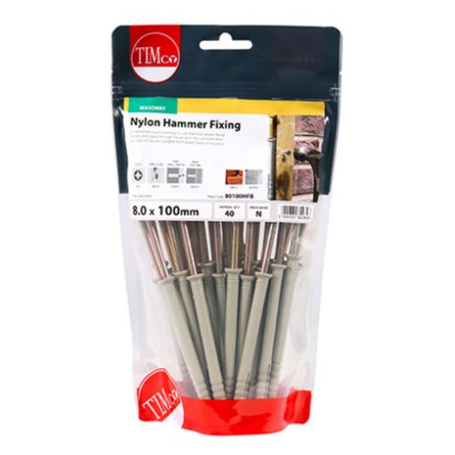 Picture of Nylon Hammer Fixing Zinc 8.0 x 100 (Pack of 40)