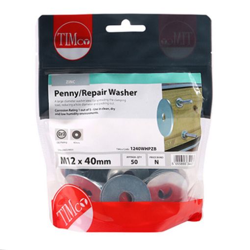 Picture of Penny Washer BZP M12 x 40 (Pack of 50)