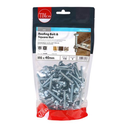 Picture of Roofing Bolt and Square Nut BZP M6 x 40 (Pack of 110)