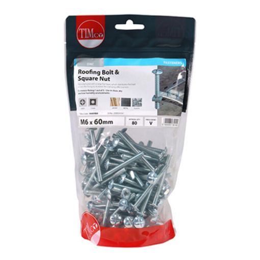 Picture of Roofing Bolt and Square Nut BZP M6 x 60 (Pack of 80)