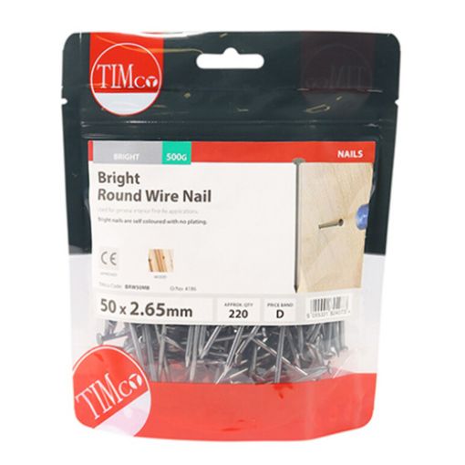 Picture of Bright Round Wire Nail 50 x 2.65mm - 0.5KG