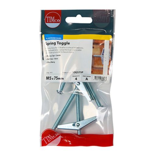 Picture of Spring Toggle BZP M5 x 75mm (Pack of 4)