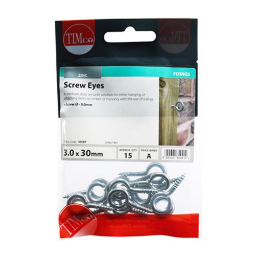 Picture of Screw Eye ZP 3.0 x 30mm (Pack of 15)