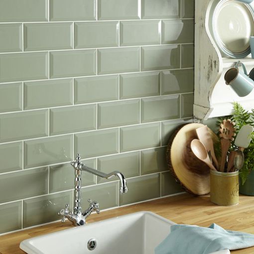 Picture of Metro Sage Ceramic Wall Tile 100x200mm - 1sqm Box