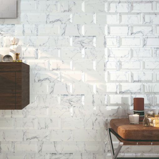 Picture of Metro Calacatta Ceramic Wall Tile 100x200mm - 1sqm Box