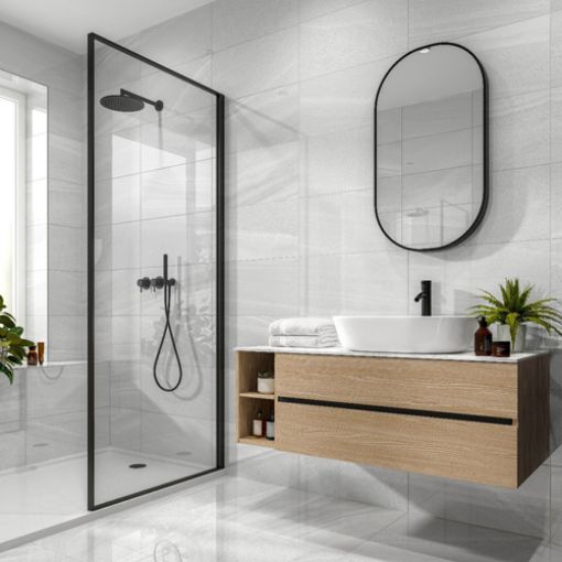 Picture of Anderley Light Grey Polished Glazed Porcelain Wall & Floor Tile 600x600mm - 1.08sqm ox