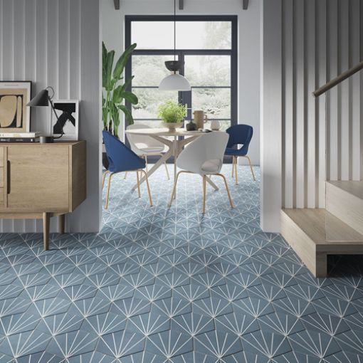 Picture of Sunburst Sea Blue Glazed Porcelain Wall & Floor Tile 267x232mm - 0.99sqm Box