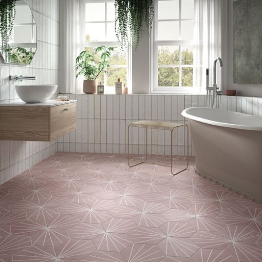 Picture of Sunburst Rose Glazed Porcelain Wall & Floor Tile 267x232mm - 0.99sqm Box