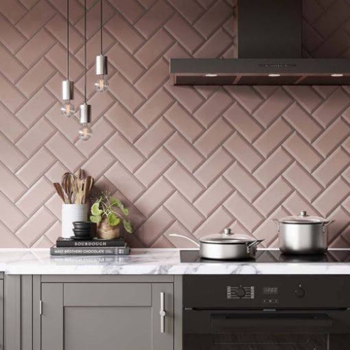 Picture of Metro Pink Ceramic Wall Tile 100x200mm - 1sqm Box