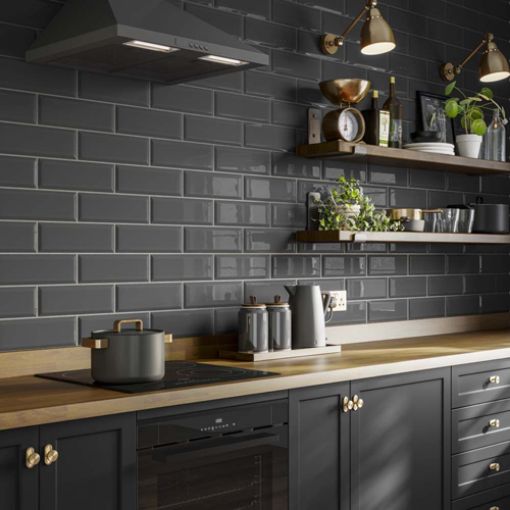 Picture of Metro Dark Grey Ceramic Wall Tile 100x300mm - 1.02sqm Box