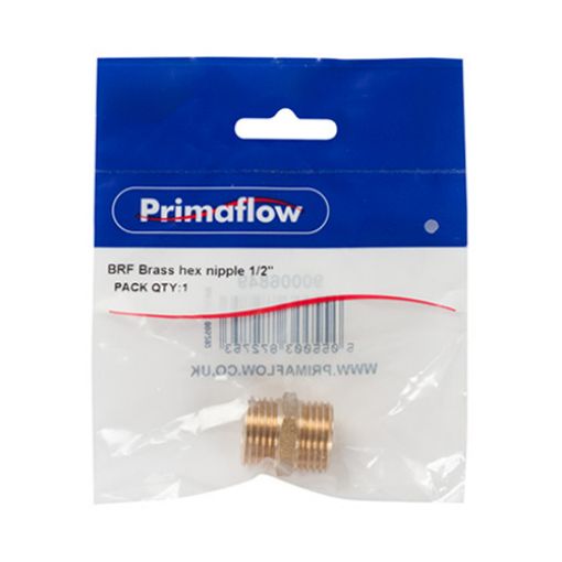 Picture of KwikPak Brass Hex Nipple 1/2"