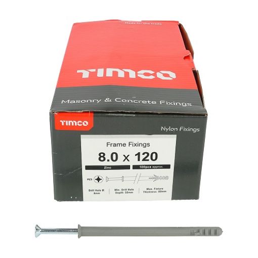 Picture of Nylon Frame Fixings Zinc 8x120mm (Box of 100)