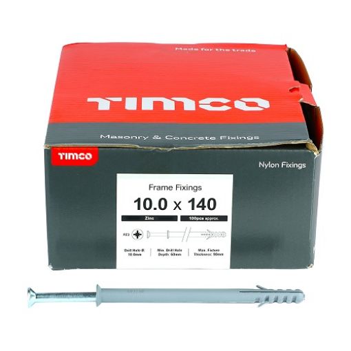 Picture of Nylon Frame Fixings Zinc 10x140mm (Box of 100)