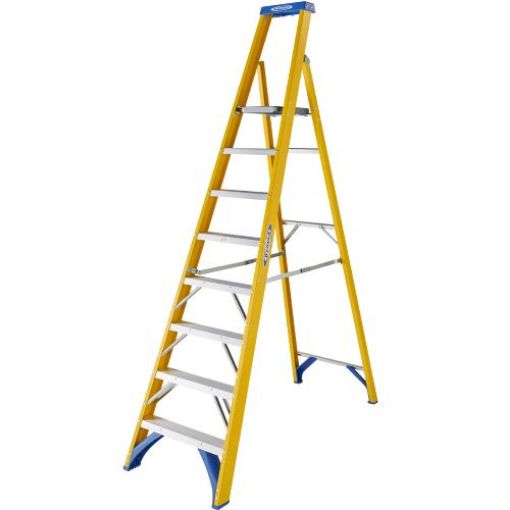 Picture of 8 Tread Fibreglass Heavy Duty Platform Stepladder