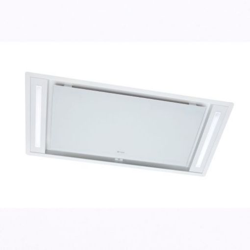 Picture of 90cm Ceiling Cooker Hood, Stainless Steel and White Glass, 900mm x 440mm