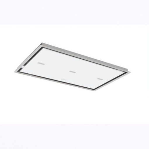 Picture of 90cm Ceiling Cooker Hood, Stainless Steel and White Glass, 900mm x 550mm