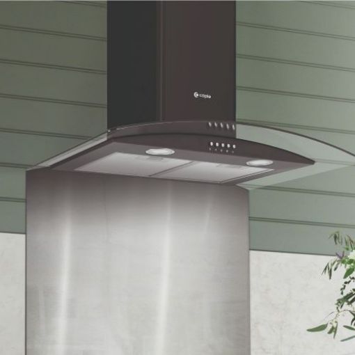 Picture of 69.5cm Wall Chimney Hood, Black with Clear Glass
