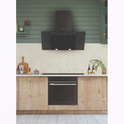 Picture of 90cm Spirit Wall Chimney Hood, Black and Black Glass