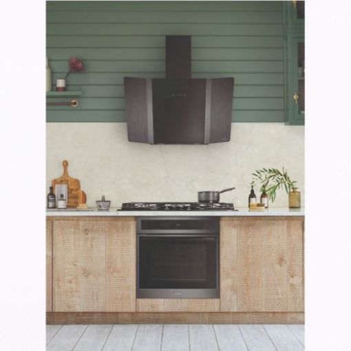 Picture of 90cm Wall Chimney Hood Zella, Black Glass with Gun Metal