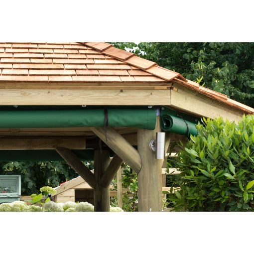 Picture of 3.6m Hexagonal Wooden Garden Gazebo Curtains - Green