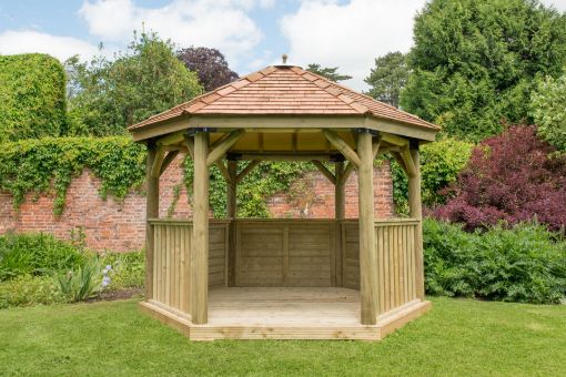Picture of 3.6m Hexagonal Wooden Garden Gazebo with Cedar Roof