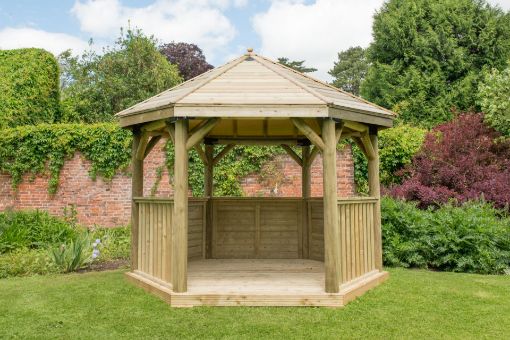 Picture of 3.6m Hexagonal Wooden Garden Gazebo with Timber Roof