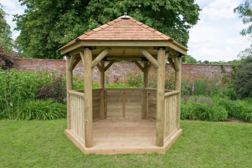 Picture of 3m Hexagonal Wooden Garden Gazebo with Cedar Roof