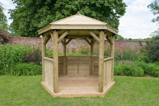 Picture of 3m Hexagonal Wooden Garden Gazebo with Timber Roof