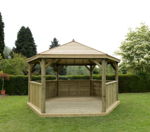 Picture of 4.7m Hexagonal Wooden Garden Gazebo with Timber Roof