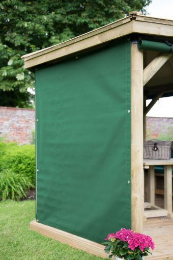 Picture of 4m Hexagonal Wooden Garden Gazebo Curtains - Green