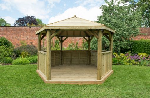 Picture of 4m Hexagonal Wooden Garden Gazebo with Timber Roof
