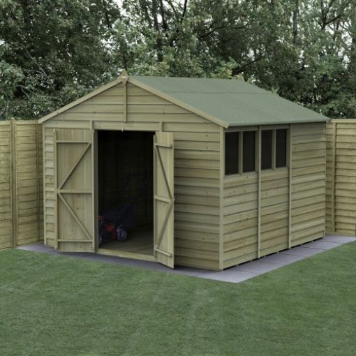 Picture of Overlap Pressure Treated 10' x 10' Apex Shed - Double Door (Home Delivered)