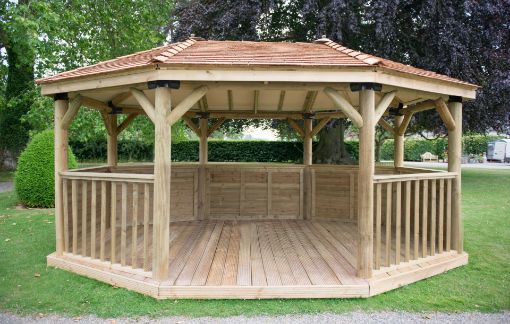 Picture of 5.1m Premium Oval Wooden Gazebo with Cedar Roof