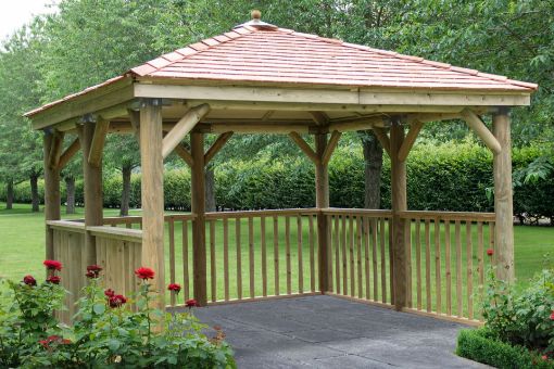 Picture of 3.5m Square Wooden Gazebo with Cedar Roof - No Base