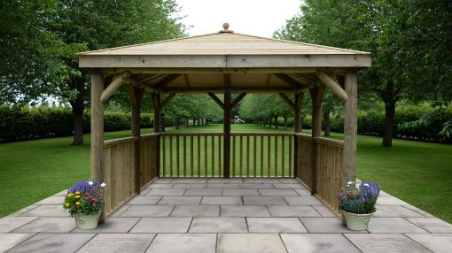 Picture of 3.5m Square Wooden Gazebo with Timber Roof - No Base