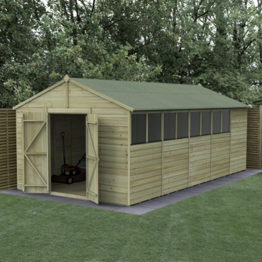 Picture of Beckwood 10' x 20' Apex Shed - 8' Windows - Double Door (Home Delivered)