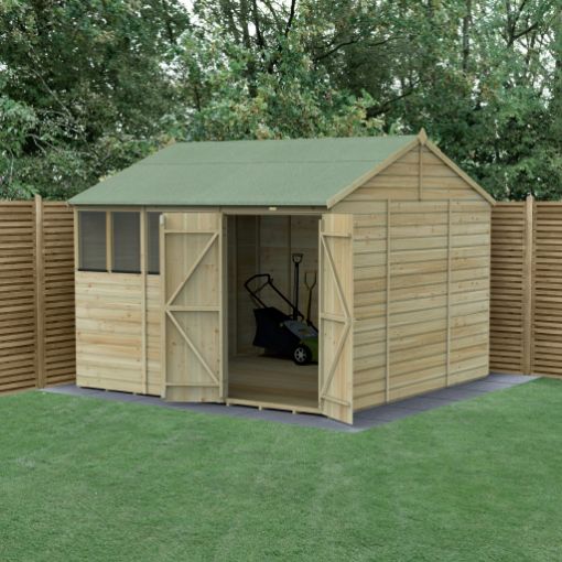 Picture of Beckwood 10' x 10' Reverse Apex Shed - 4' Windows - Double Door (Installed)