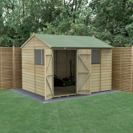 Picture of Beckwood 10' x 8' Reverse Apex Shed - 4' Windows - Double Door (Installed)