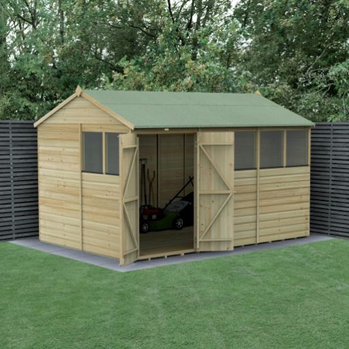 Picture of Beckwood 12' x 8' Reverse Apex Shed - 6' Windows - Double Door (Installed)