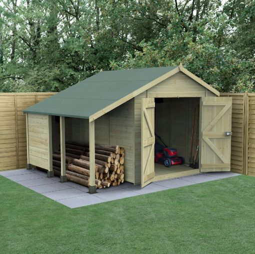 Picture of Timberdale 10' x 8' Apex Shed No Window - Double Door With Log Store (Home Delivered)