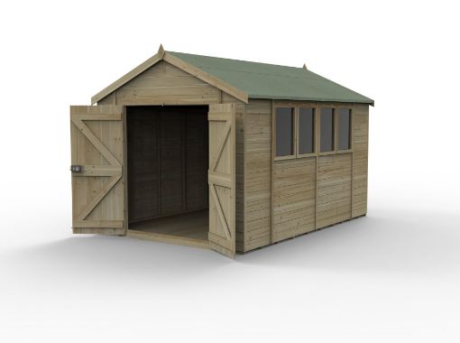 Picture of Timberdale 12' x 8' Apex Shed - Four Windows - Double Door (Home Delivered)