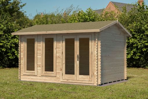 Picture of Chiltern 4.0 x 3.0m Log Cabin - Apex Roof, Single Glazed 24kg Felt, no Underlay (Installed)